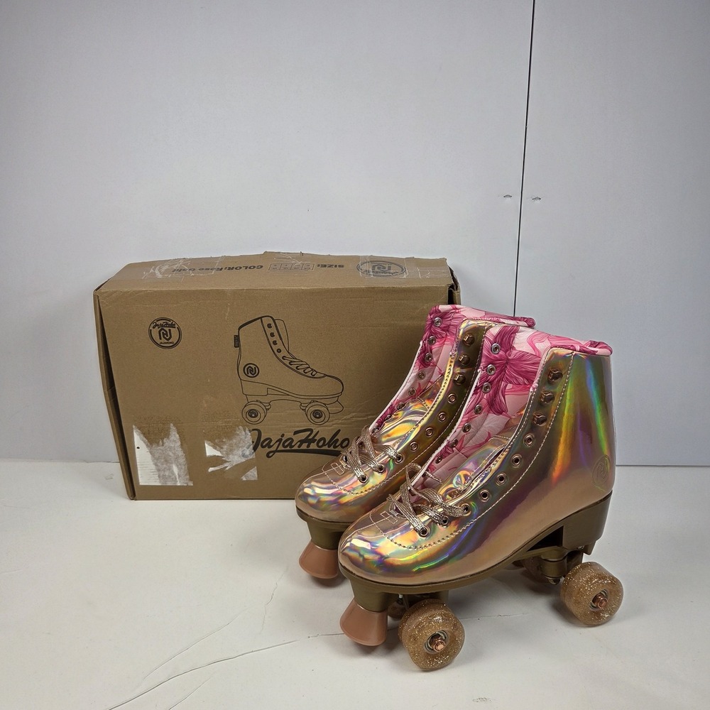 JajaHoho Gold Holographic High-Top  Roller-skates, Women's Size 10